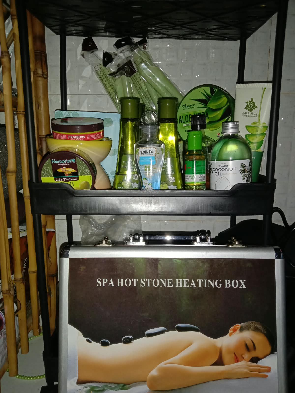 Massage oils and spa equipment